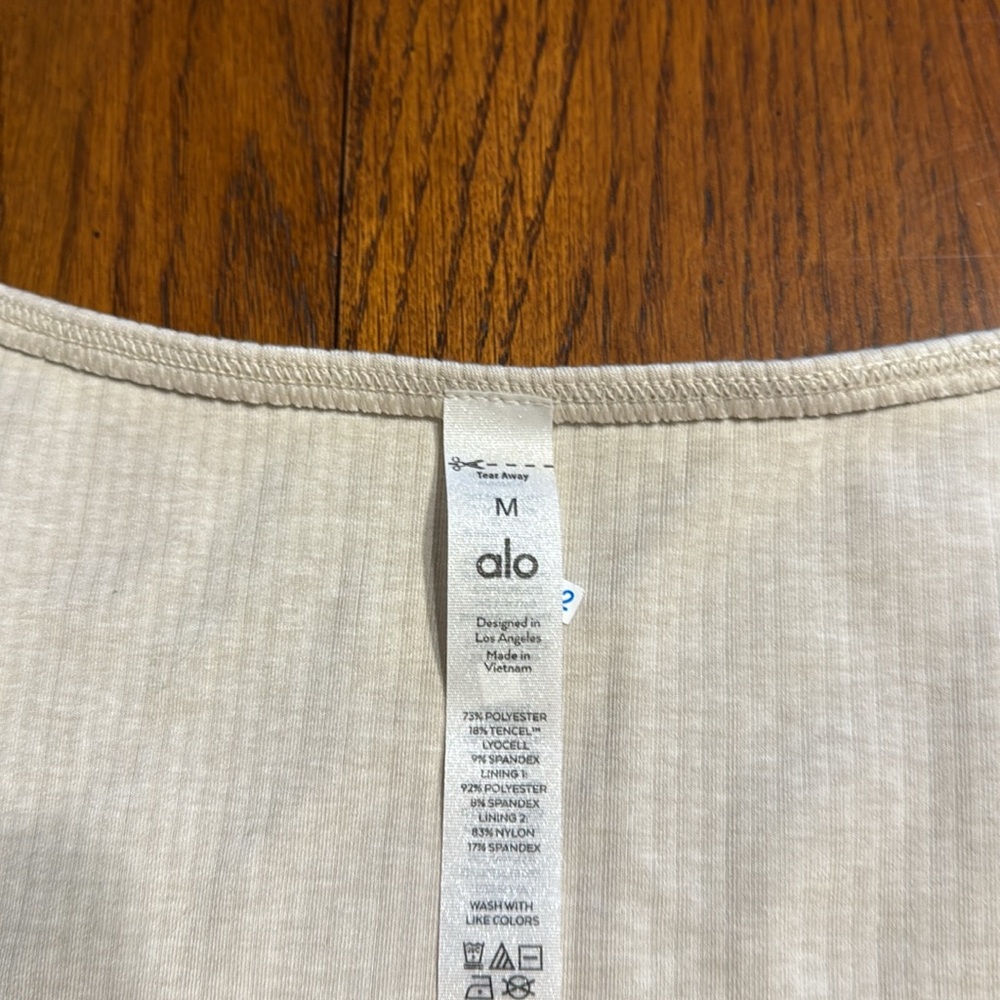 Alo Yoga Ribbed Defined Long Sleeve Bra in Oatmeal - Picture 3 of 5